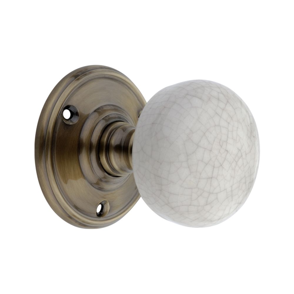 This is an image of Spira Brass - Crackled Porcelain Mortice Door Knob Antique available to order from T.H Wiggans Architectural Ironmongery in Kendal, quick delivery and discounted prices.