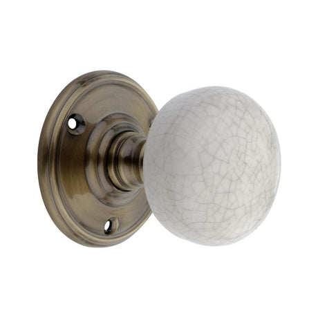 This is an image of Spira Brass - Crackled Porcelain Mortice Door Knob Antique available to order from T.H Wiggans Architectural Ironmongery in Kendal, quick delivery and discounted prices.