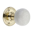 This is an image of Spira Brass - Crackled Porcelain Mortice Door Knob Polished Brass available to order from T.H Wiggans Architectural Ironmongery in Kendal, quick delivery and discounted prices.