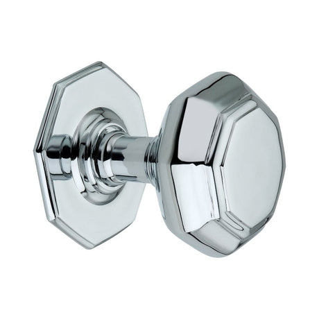 This is an image of Spira Brass - Octagonal Centre Door Knob Polished Chrome available to order from T.H Wiggans Architectural Ironmongery in Kendal, quick delivery and discounted prices.
