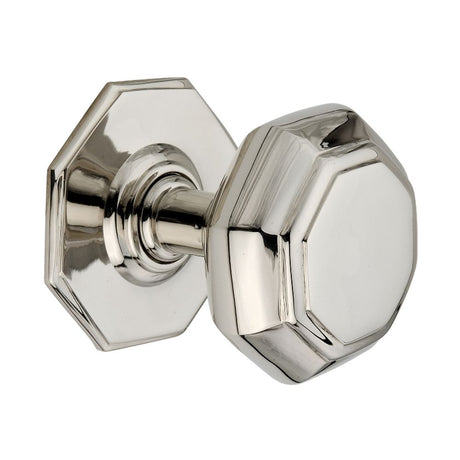 This is an image of Spira Brass - Octagonal Centre Door Knob Polished Nickel available to order from T.H Wiggans Architectural Ironmongery in Kendal, quick delivery and discounted prices.