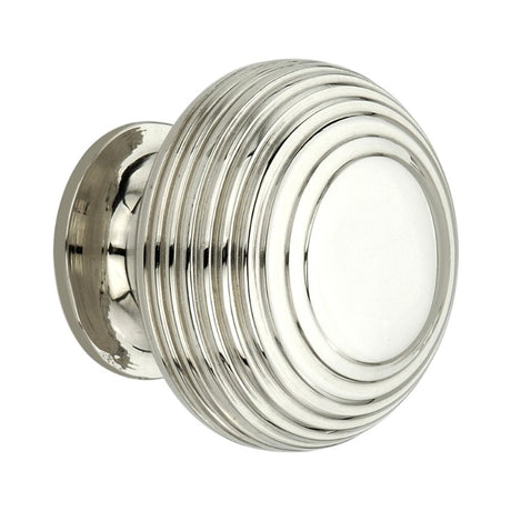 This is an image of Spira Brass - Beehive Large 40mm Cupboard Knob Polished Nickel  available to order from T.H Wiggans Architectural Ironmongery in Kendal, quick delivery and discounted prices.