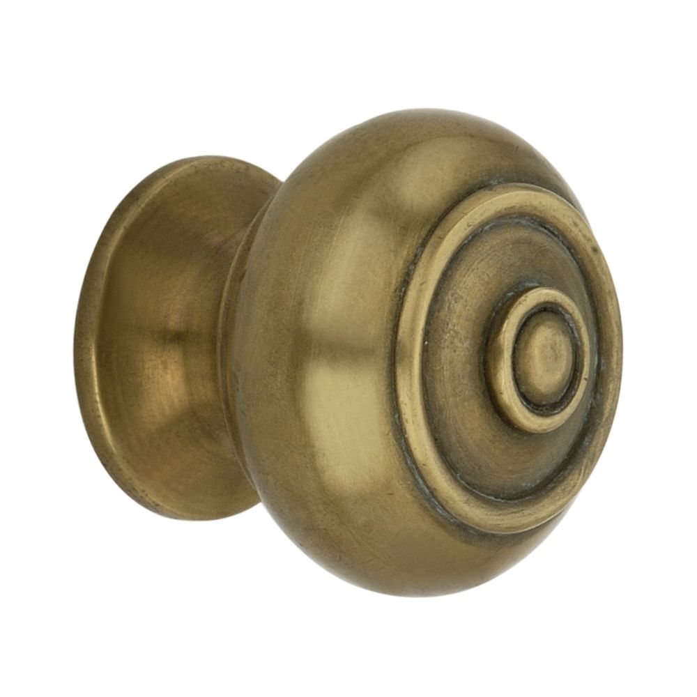 This is an image of Spira Brass - Bloxwich Small 30mm Cupboard Knob Aged Brass  available to order from T.H Wiggans Architectural Ironmongery in Kendal, quick delivery and discounted prices.