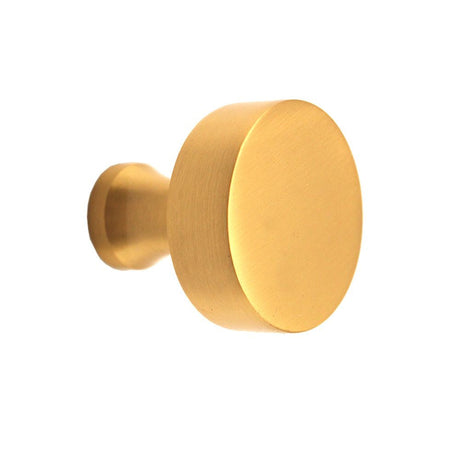 This is an image of Spira Brass - Round Cupboard Knob Satin Brass  available to order from T.H Wiggans Architectural Ironmongery in Kendal, quick delivery and discounted prices.