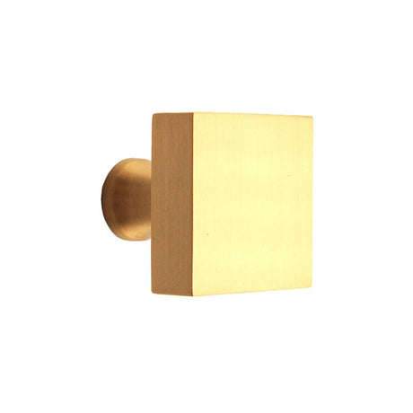 This is an image of Spira Brass - Square Cupboard Knob Satin Brass  available to order from T.H Wiggans Architectural Ironmongery in Kendal, quick delivery and discounted prices.