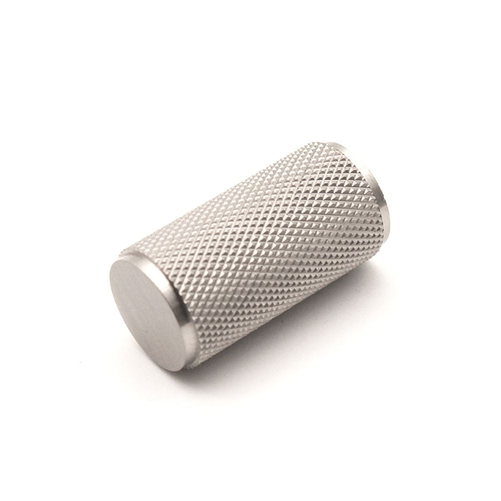 This is an image of Spira Brass - Knurled Cylinder Cupboard Pull Satin Silver  available to order from T.H Wiggans Architectural Ironmongery in Kendal, quick delivery and discounted prices.