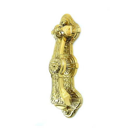 This is an image of Spira Brass - Naptune Door Knocker Polished Brass available to order from T.H Wiggans Architectural Ironmongery in Kendal, quick delivery and discounted prices.