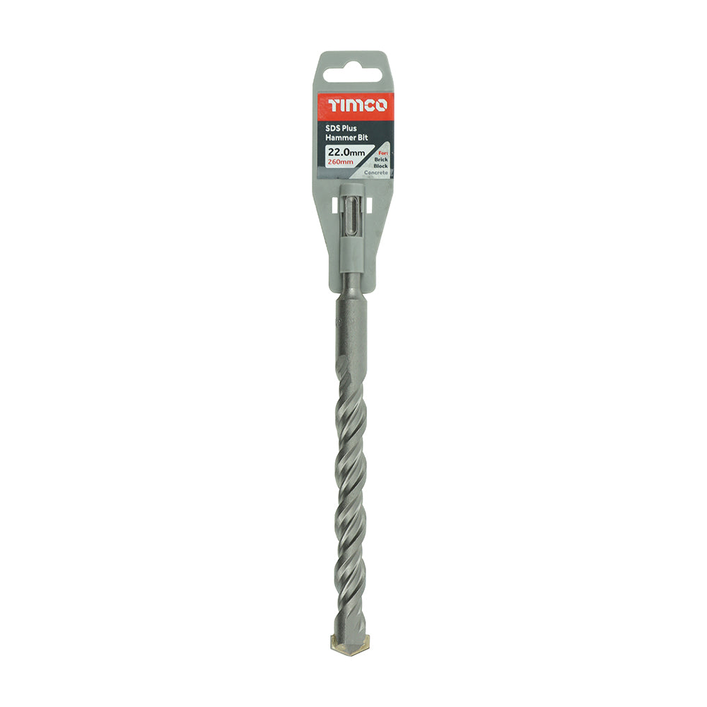 This is an image showing TIMCO SDS Plus Hammer Bit - 22.0 x 260 - 1 Each Clip available from T.H Wiggans Ironmongery in Kendal, quick delivery at discounted prices.