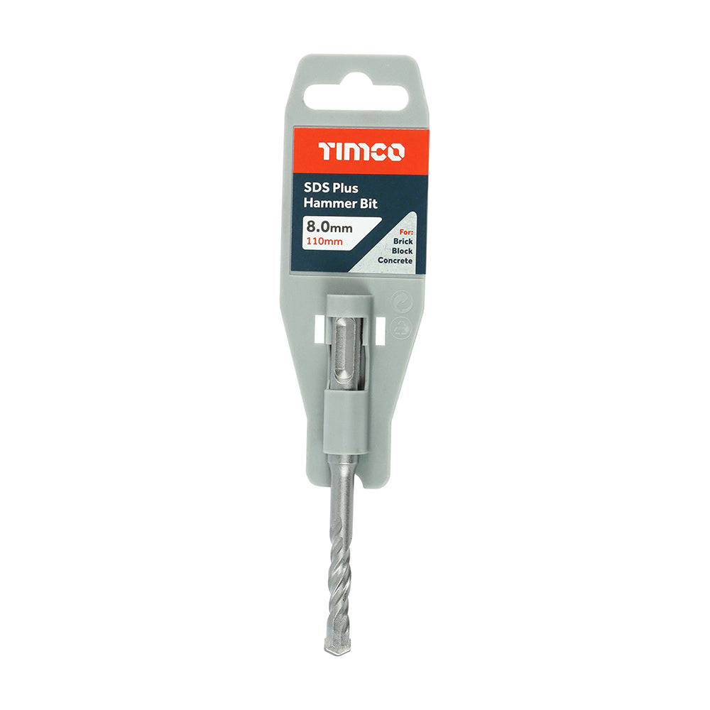 This is an image showing TIMCO SDS Plus Hammer Bit - 8.0 x 110 - 1 Each Clip available from T.H Wiggans Ironmongery in Kendal, quick delivery at discounted prices.