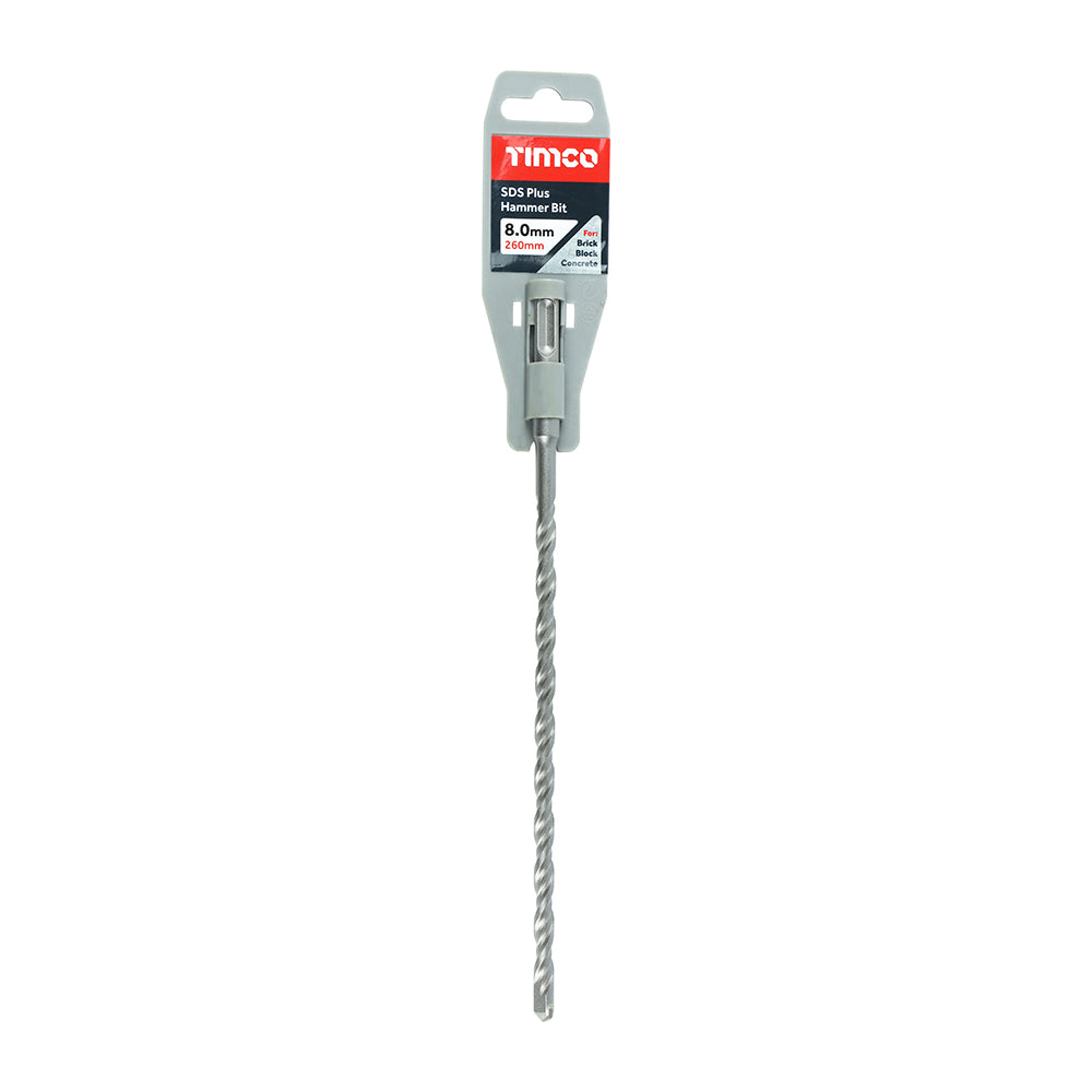 This is an image showing TIMCO SDS Plus Hammer Bit - 8.0 x 260 - 1 Each Clip available from T.H Wiggans Ironmongery in Kendal, quick delivery at discounted prices.
