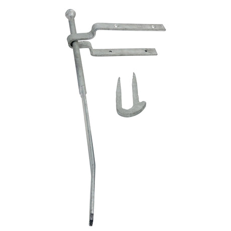 This is an image showing TIMCO Spring Gate Fastener Set With Staple Catch - Hot Dipped Galvanised - 610mm - 1 Each Plain Bag available from T.H Wiggans Ironmongery in Kendal, quick delivery at discounted prices.
