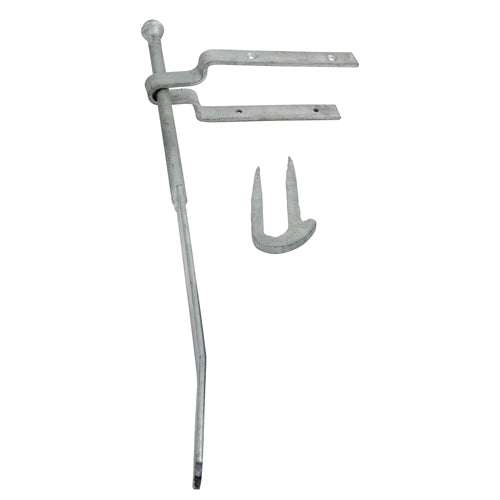 This is an image showing TIMCO Spring Gate Fastener Set With Staple Catch - Hot Dipped Galvanised - 610mm - 1 Each Plain Bag available from T.H Wiggans Ironmongery in Kendal, quick delivery at discounted prices.