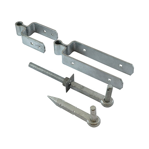 This is an image showing TIMCO Standard Double Strap Hinge Set - Hot Dipped Galvanised - 450mm - 1 Each Plain Bag available from T.H Wiggans Ironmongery in Kendal, quick delivery at discounted prices.