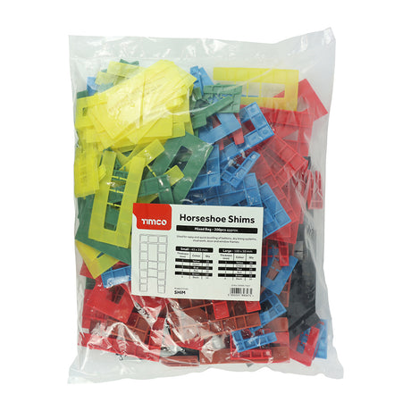 This is an image showing TIMCO Assorted Horseshoe Shims - 1.0 - 6.0mm - 200 Pieces Bag available from T.H Wiggans Ironmongery in Kendal, quick delivery at discounted prices.