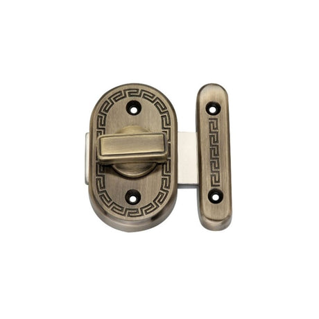 This is an image of Spira Brass - Delta Bathroom Latch Big Antique Brass available to order from T.H Wiggans Architectural Ironmongery in Kendal, quick delivery and discounted prices.