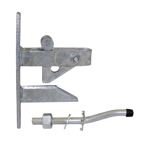 This is an image showing TIMCO Self Locking Gate Catch With Cranked Striker - Hot Dipped Galvanised -  120mm - 1 Each Plain Bag available from T.H Wiggans Ironmongery in Kendal, quick delivery at discounted prices.