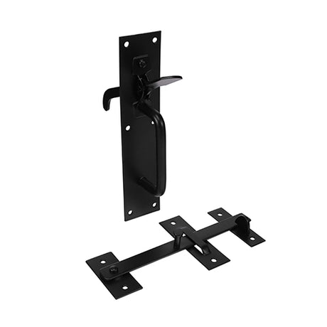 This is an image showing TIMCO Suffolk Latch - Medium Duty - Black - 205 x 45mm - 1 Each Plain Bag available from T.H Wiggans Ironmongery in Kendal, quick delivery at discounted prices.