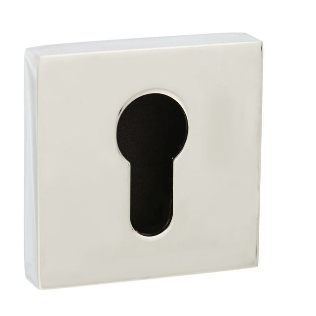 This is an image of Senza Pari Euro Escutcheon on Flush Square Rose - Polished Chrome available to order from T.H Wiggans Architectural Ironmongery in Kendal, quick delivery and discounted prices.