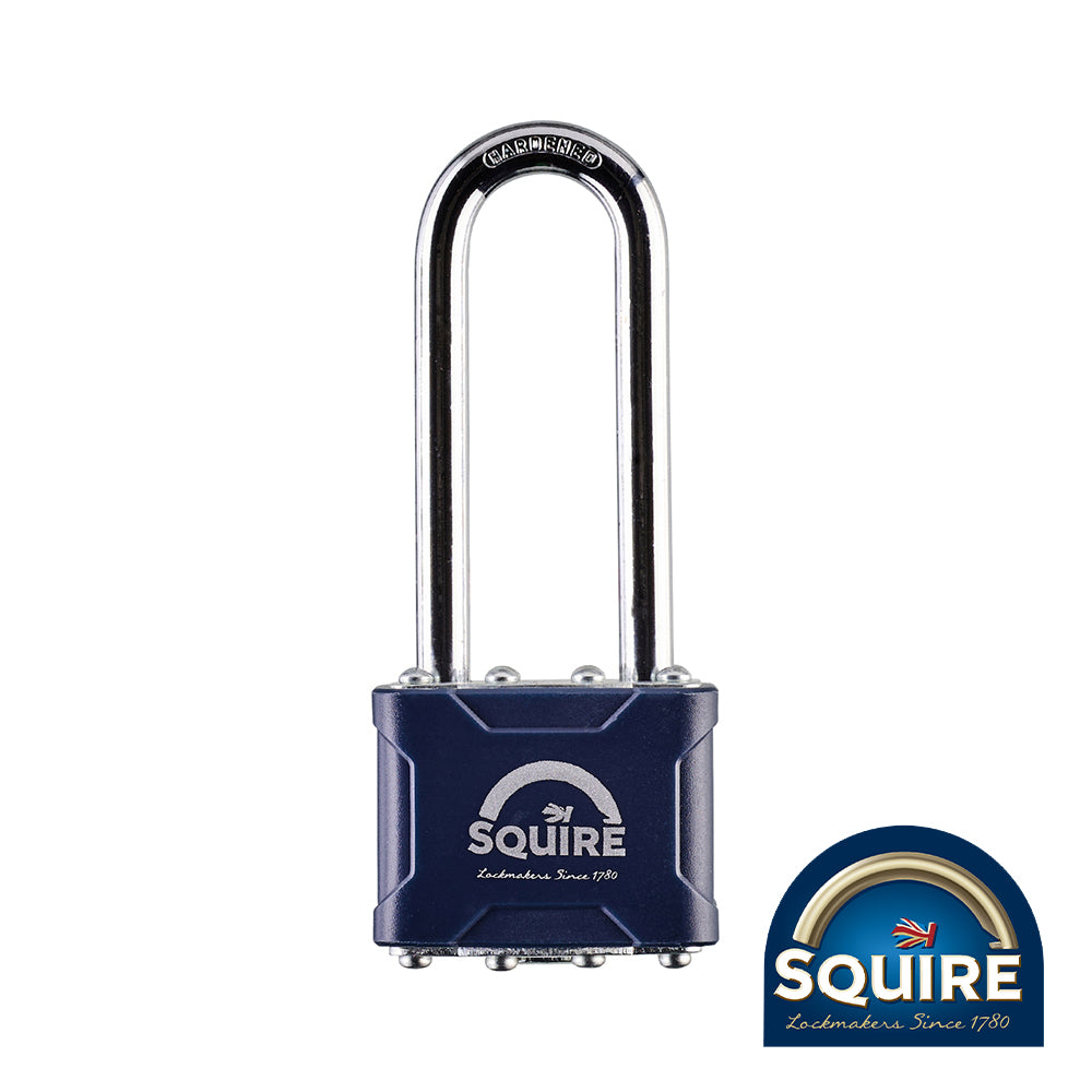 This is an image showing TIMCO Stronglock Laminated Padlock - 2.5" Long Shackle - 35/2.5 - 40mm - 1 Each Blister Pack available from T.H Wiggans Ironmongery in Kendal, quick delivery at discounted prices.