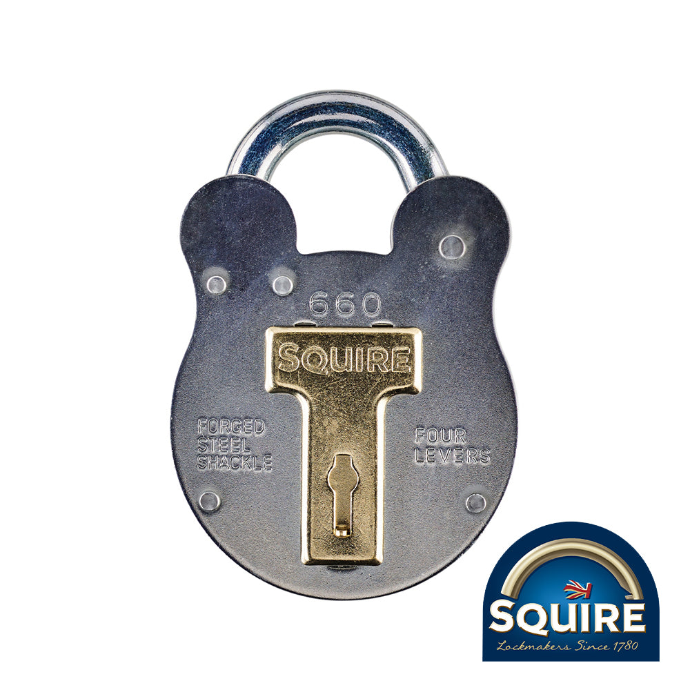 This is an image showing TIMCO Old English 4 Lever Padlock - 660 - 60mm - 1 Each Blister Pack available from T.H Wiggans Ironmongery in Kendal, quick delivery at discounted prices.