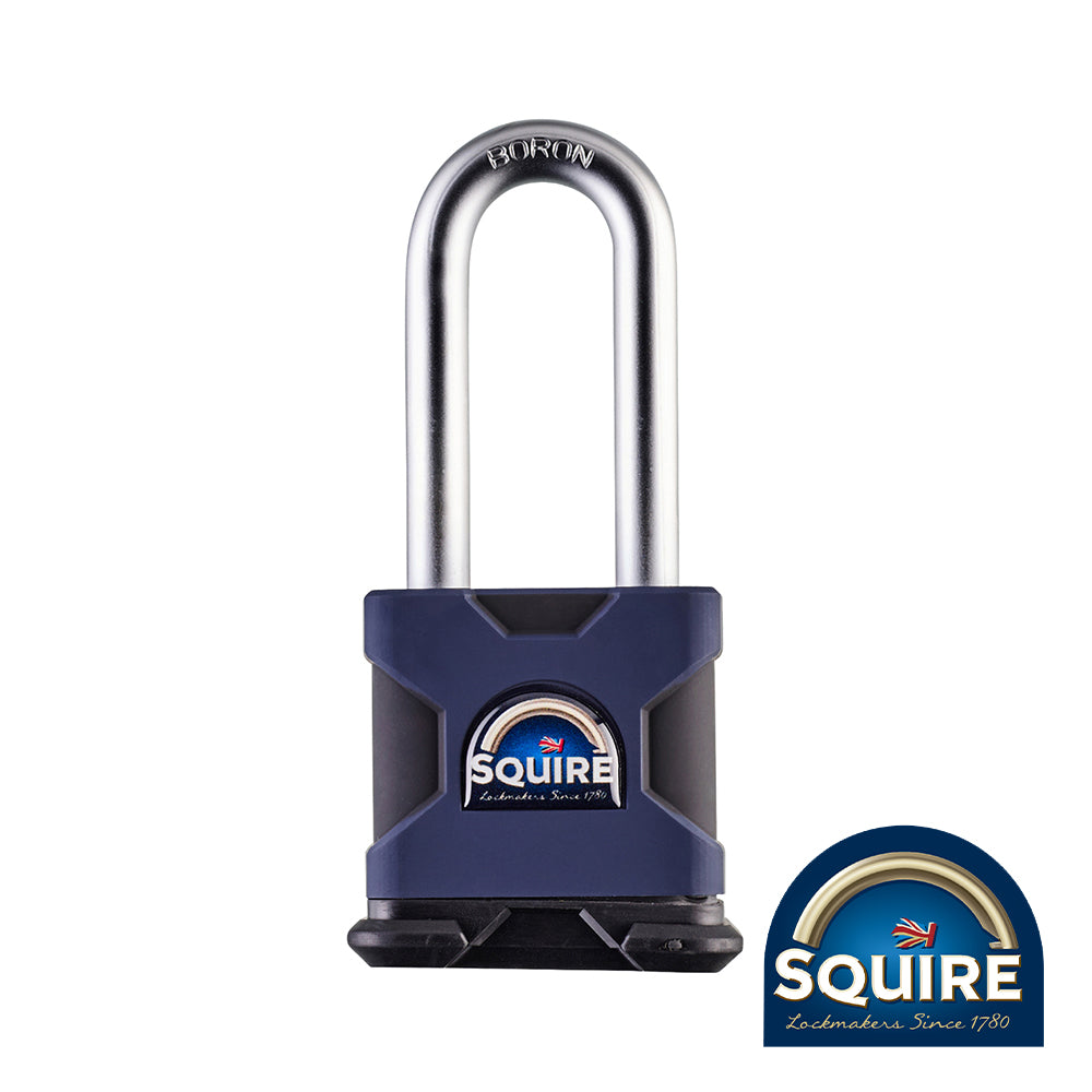 This is an image showing TIMCO Stronghold Padlock - 2.5" Long Shackle - SS50S/2.5 - 50mm - 1 Each Blister Pack available from T.H Wiggans Ironmongery in Kendal, quick delivery at discounted prices.