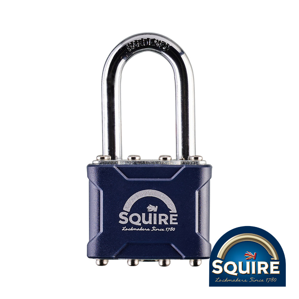 This is an image showing TIMCO Stronglock Laminated Padlock - 1.5" Long Shackle - 35/1.5 - 40mm - 1 Each Box available from T.H Wiggans Ironmongery in Kendal, quick delivery at discounted prices.
