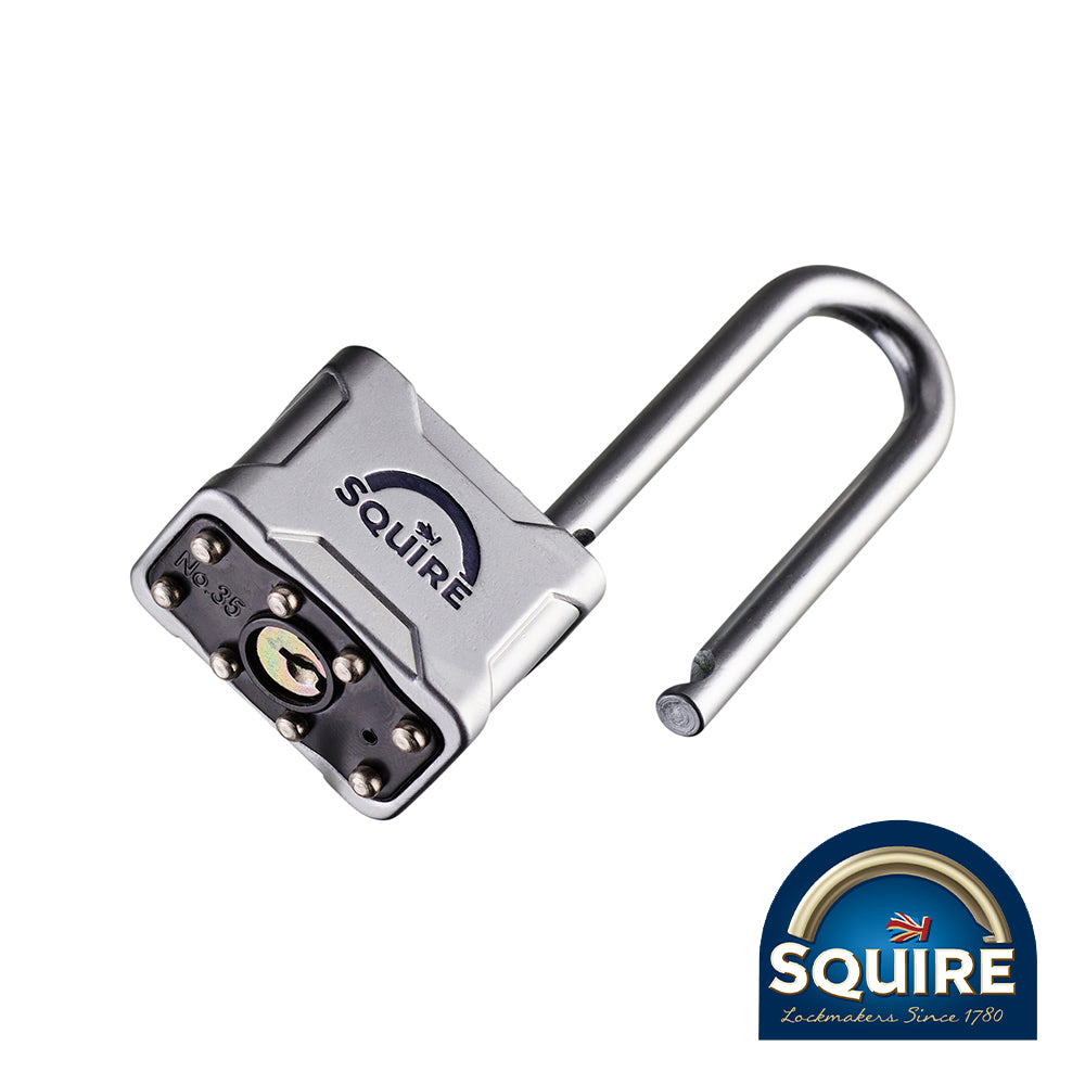 This is an image showing TIMCO Vulcan Padlock - 2.5" Long Shackle - VULCAN P4 40/2.5 - 40mm - 1 Each Blister Pack available from T.H Wiggans Ironmongery in Kendal, quick delivery at discounted prices.