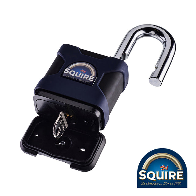 This is an image showing TIMCO Stronghold Padlock - Open Shackle - SS80S - 80mm - 1 Each Blister Pack available from T.H Wiggans Ironmongery in Kendal, quick delivery at discounted prices.