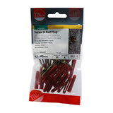 This is an image showing TIMCO Red Plastic Plugs with Screws - 30mm Red Plug, 4.0x40 Screw - 25 Pieces TIMpac available from T.H Wiggans Ironmongery in Kendal, quick delivery at discounted prices.