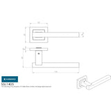 This image is a line drwaing of a Eurospec - Renzo Designer Lever on Sprung Square Rose - Bright/Satin Stainless S available to order from Trade Door Handles in Kendal