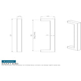 This image is a line drwaing of a Eurospec - Square Mitred Pull Handle - Satin Stainless Steel available to order from Trade Door Handles in Kendal