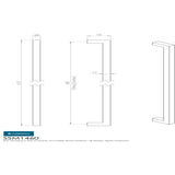 This image is a line drwaing of a Eurospec - Square Mitred Pull Handle - Satin Stainless Steel available to order from Trade Door Handles in Kendal