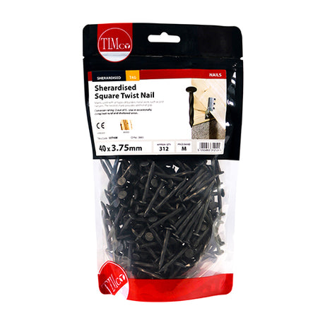 This is an image showing TIMCO Square Twist Nails - Sherardised - 40 x 3.75 - 1 Kilograms TIMbag available from T.H Wiggans Ironmongery in Kendal, quick delivery at discounted prices.
