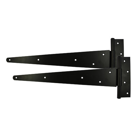 This is an image showing TIMCO Pair of Strong Tee Hinges - Black - 10" - 1 Each Plain Bag available from T.H Wiggans Ironmongery in Kendal, quick delivery at discounted prices.