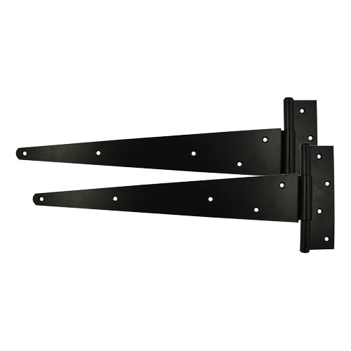 This is an image showing TIMCO Pair of Strong Tee Hinges - Black - 12" - 1 Each Plain Bag available from T.H Wiggans Ironmongery in Kendal, quick delivery at discounted prices.