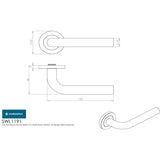 This image is a line drwaing of a Eurospec - Steelworx SWL Spira Lever on Rose - Satin Stainless Steel available to order from Trade Door Handles in Kendal