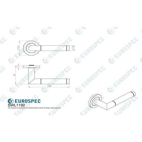 This image is a line drwaing of a Eurospec - Steelworx SWL Treviri Lever on Rose - Bright/Satin Stainless Steel available to order from Trade Door Handles in Kendal