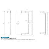 This image is a line drwaing of a Eurospec - Carlton Pull Handle - Satin Stainless Steel available to order from Trade Door Handles in Kendal