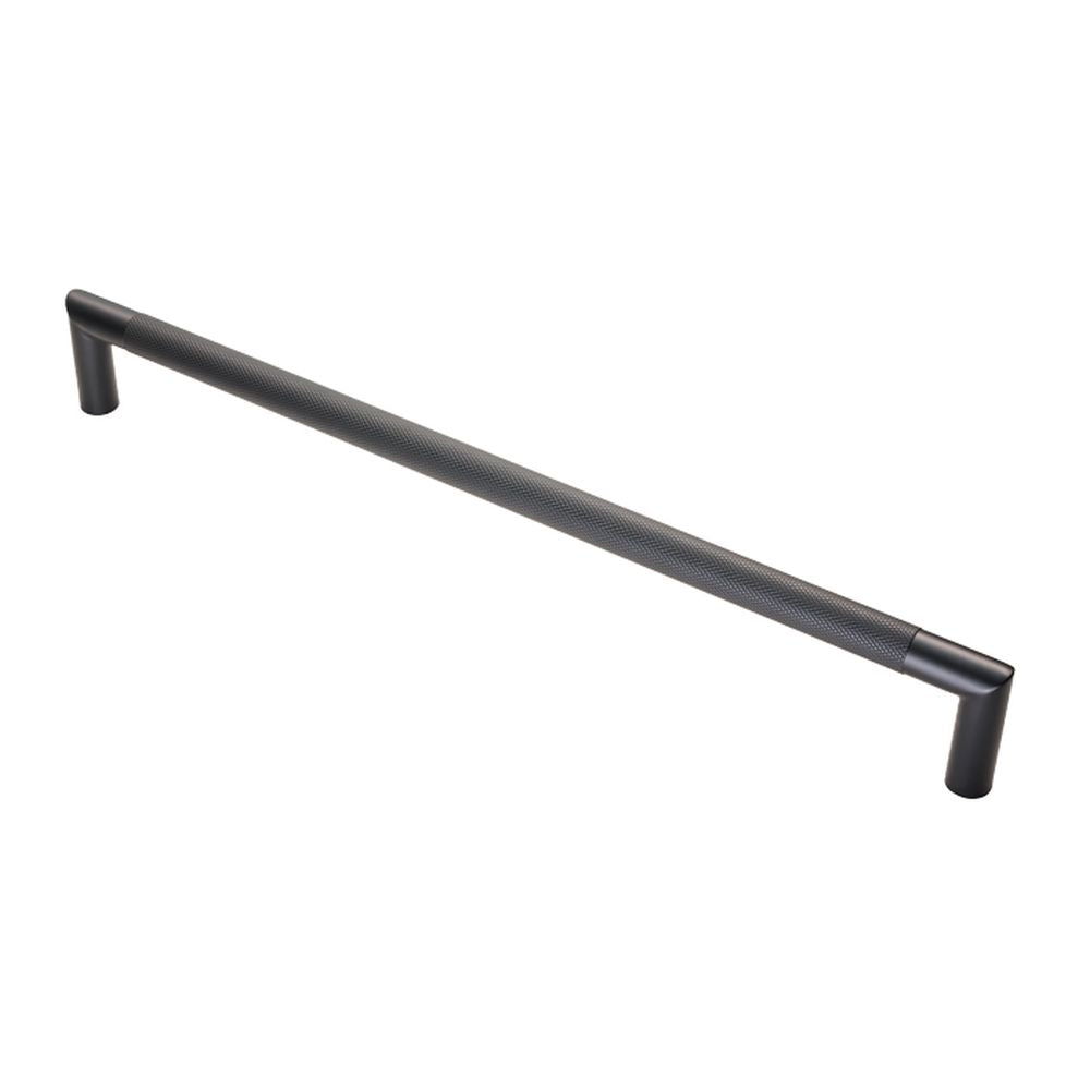 This is an image of Eurospec - Mitred Knurled Pull Handle - Matt Black available to order from T.H Wiggans Architectural Ironmongery in Kendal, quick delivery and discounted prices.