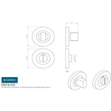 This image is a line drwaing of a Eurospec - Small Turn and Indicator coin release - Satin Stainless Steel available to order from Trade Door Handles in Kendal