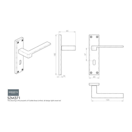 This image is a line drwaing of a Serozzetta - Equi Lever on Lock Backplate - Polished Chrome available to order from Trade Door Handles in Kendal