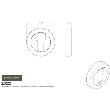 This image is a line drwaing of a Serozzetta - Euro Profile Escutcheon Satin Nickel - Satin Nickel available to order from Trade Door Handles in Kendal