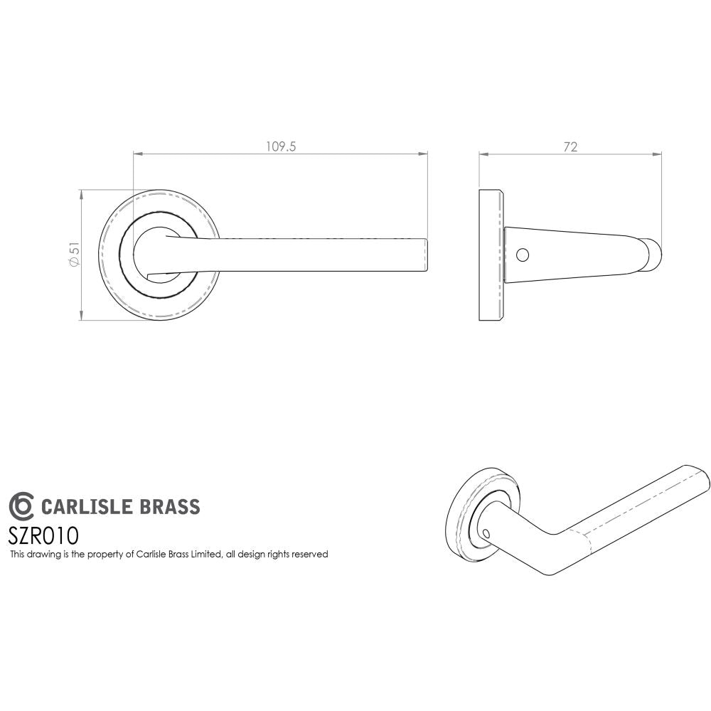 This image is a line drwaing of a Serozzetta - Dieci Lever on Rose Satin Nickel - Satin Nickel available to order from Trade Door Handles in Kendal