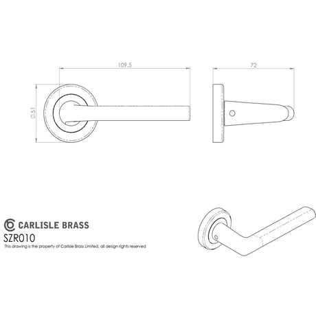 This image is a line drwaing of a Serozzetta - Dieci Lever on Rose Satin Nickel - Satin Nickel available to order from Trade Door Handles in Kendal