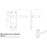 This image is a line drwaing of a Serozzetta - Dieci Lever on Lock Backplate - Satin Nickel available to order from Trade Door Handles in Kendal