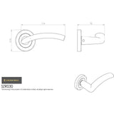 This image is a line drwaing of a Serozzetta - Trenta Lever on Rose - Satin Nickel available to order from Trade Door Handles in Kendal