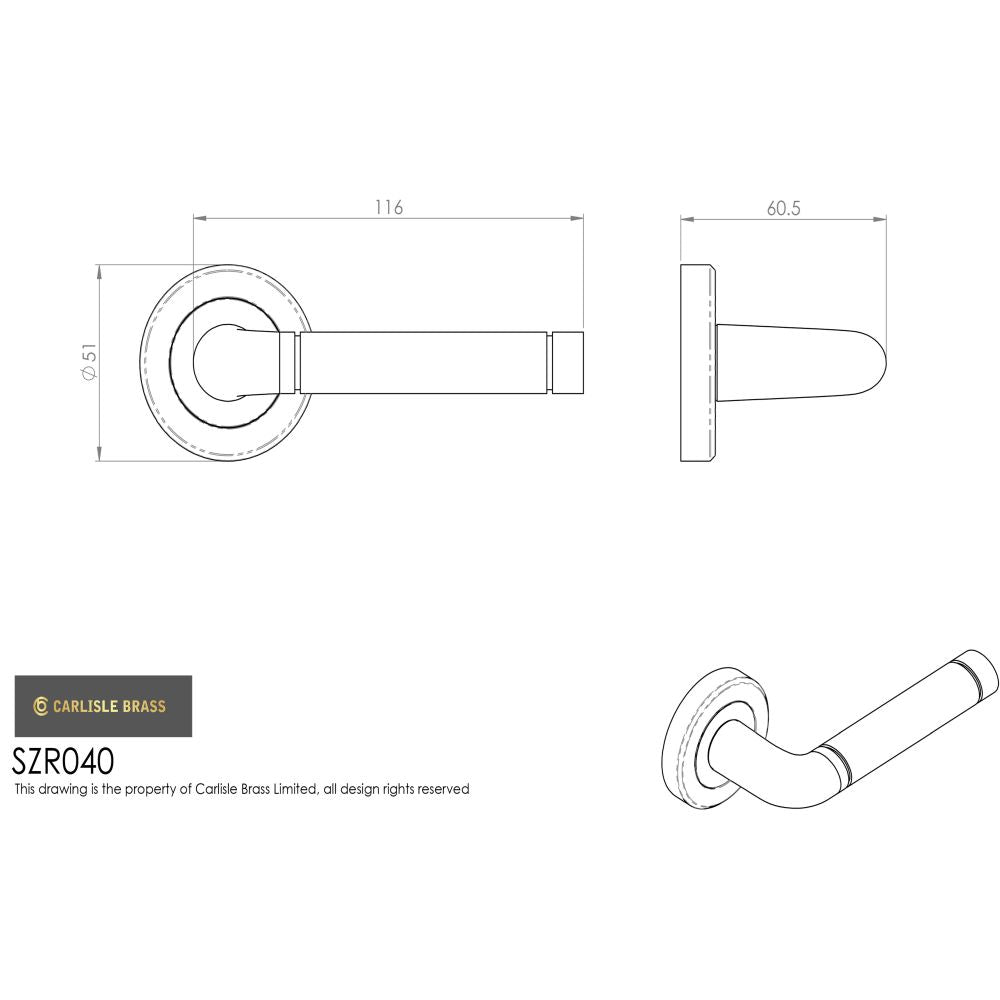 This image is a line drwaing of a Serozzetta - Quaranta Lever on Rose - Polished Nickel/Satin Nickel available to order from Trade Door Handles in Kendal