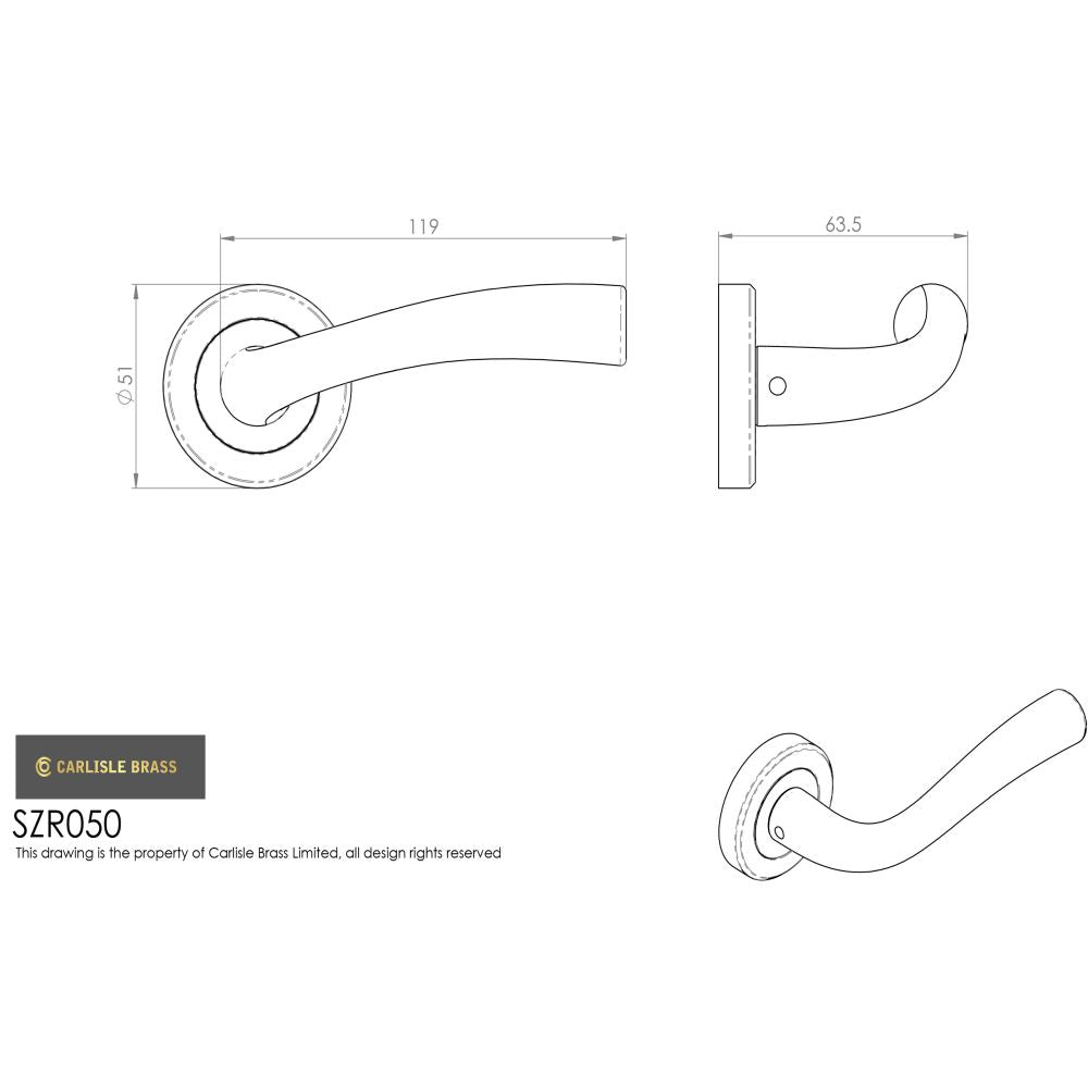 This image is a line drwaing of a Serozzetta - Cinquanta Lever on Rose - Satin Nickel available to order from Trade Door Handles in Kendal