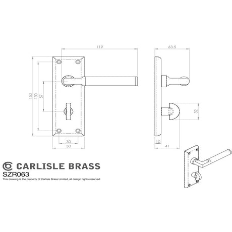 This image is a line drwaing of a Serozzetta - Sessanta Lever on Bathroom Backplate - Polished Nickel/Satin Nickel available to order from Trade Door Handles in Kendal