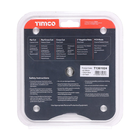 This is an image showing TIMCO Handheld Cordless Circular Saw Blade - 136 x 10 x 24T - 1 Each Clamshell available from T.H Wiggans Ironmongery in Kendal, quick delivery at discounted prices.